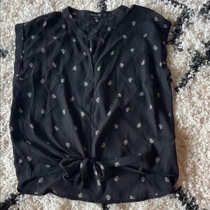 Papermoon Black Blouse with Leaf Design size L